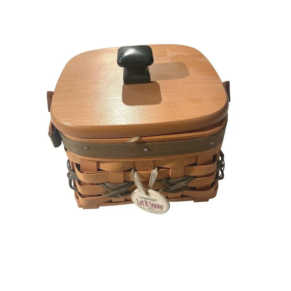 Longaberger‎ 2000 Let It Snow Tree Trimming Basket with Lid and Tag Miniature